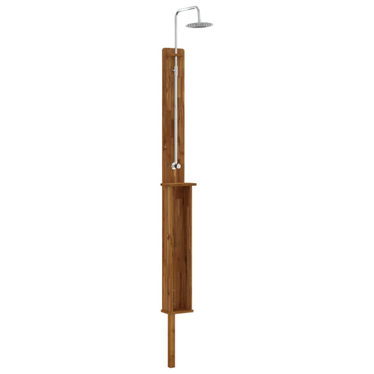 vidaXL Outdoor Shower 257 cm Solid Acacia Wood and Stainless Steel