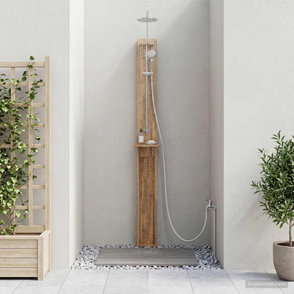 vidaXL Outdoor Shower 257 cm Solid Acacia Wood and Stainless Steel