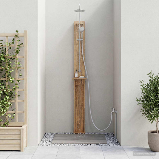 vidaXL Outdoor Shower 257 cm Solid Acacia Wood and Stainless Steel