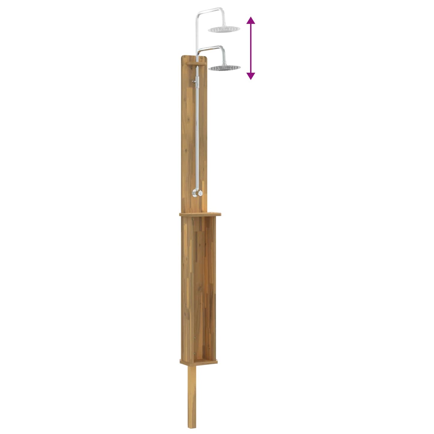 vidaXL Outdoor Shower 257 cm Solid Acacia Wood and Stainless Steel