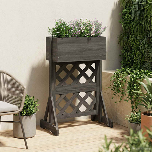 vidaXL Vertical Garden Trellis Grey 48 x 30 x 70.5 cm Solid Fir Wood
