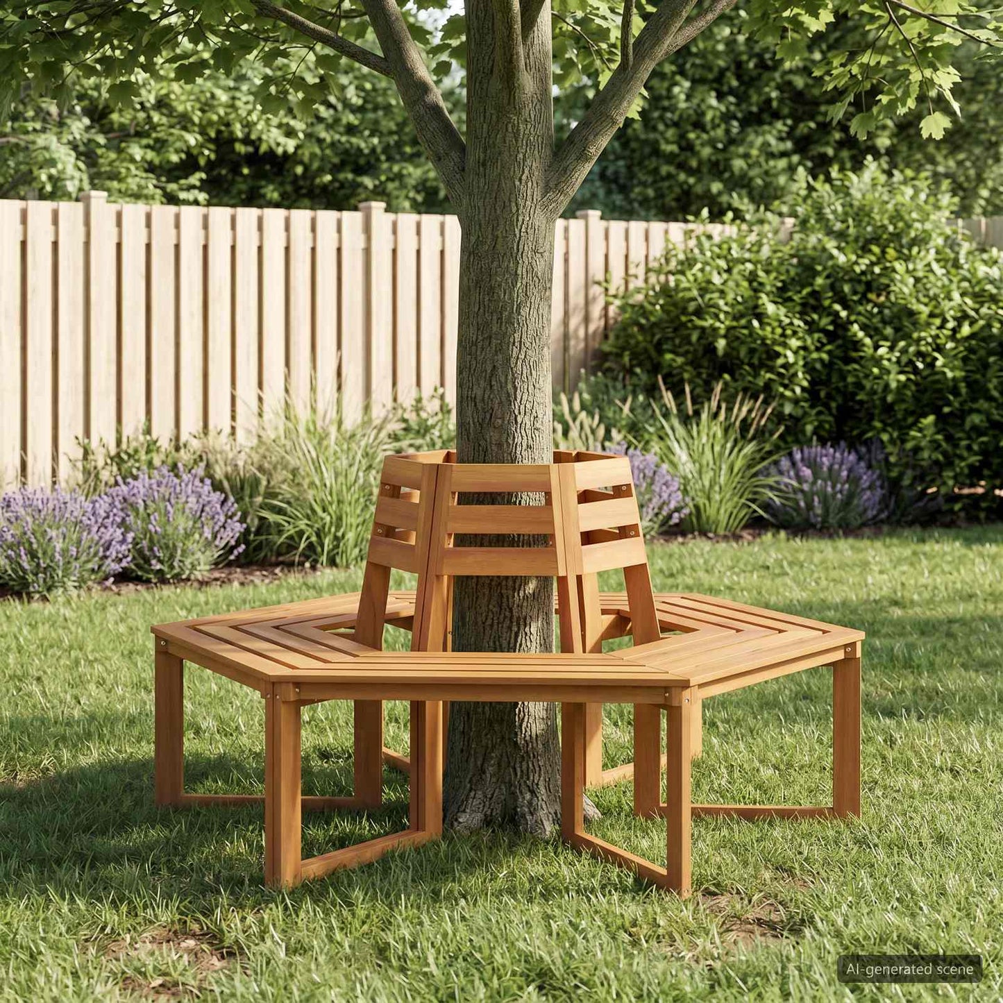 vidaXL Tree Bench 2 pcs 160 x 140 x 86 cm Solid Acacia Wood Natural