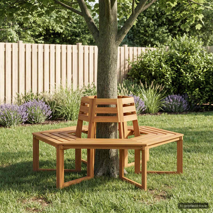 vidaXL Tree Bench 2 pcs 160 x 140 x 86 cm Solid Acacia Wood Natural