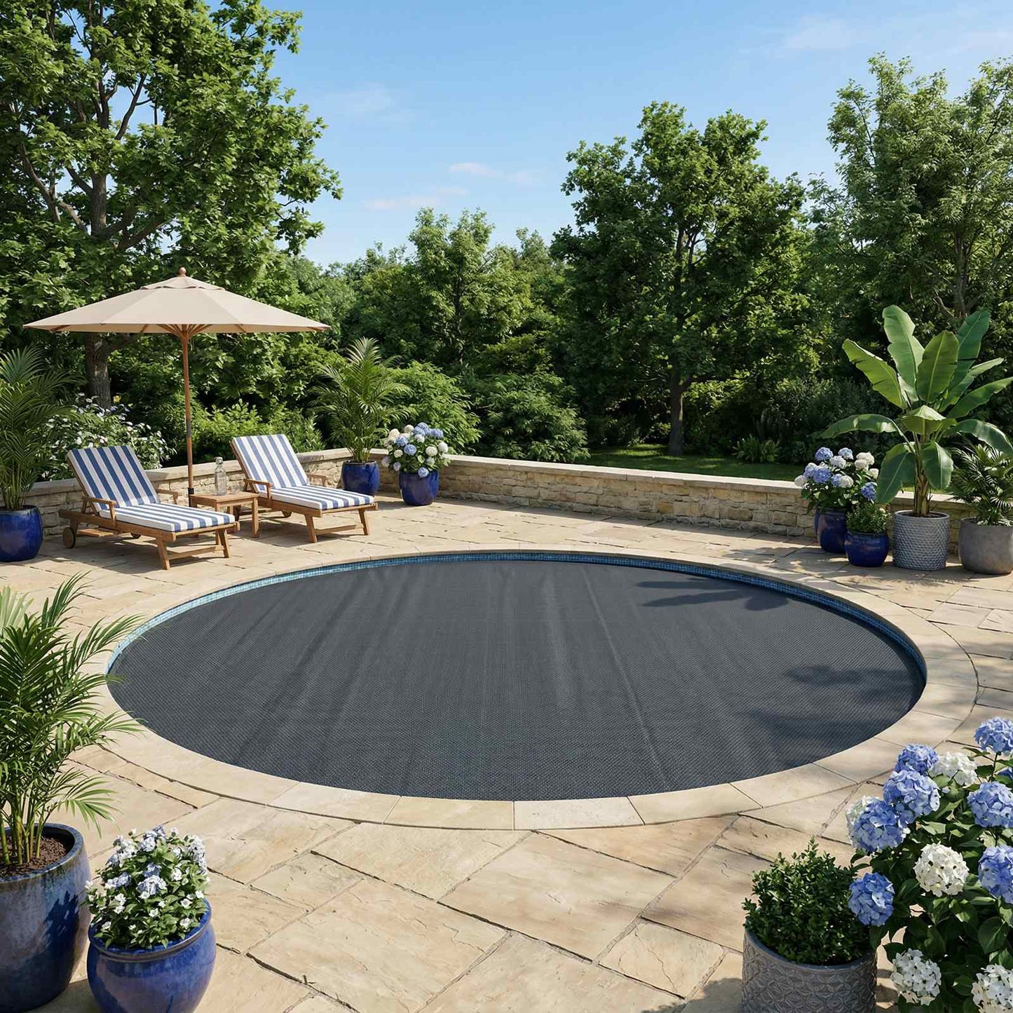 vidaXL Solar Pool Cover Heavy Quality Ø 488 cm 200 μm Round PE Black