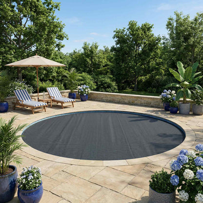 vidaXL Solar Pool Cover Heavy Quality Ø 488 cm 200 μm Round PE Black