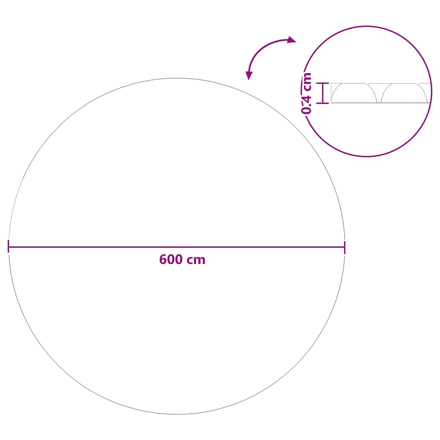 vidaXL Solar Pool Cover Extra Heavy Ø 600 cm 400 μm Round PE