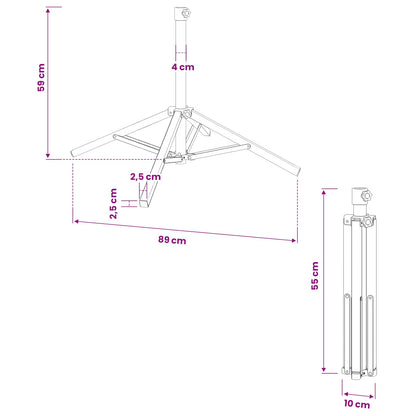 vidaXL Parasol Stand White Steel for 25-32 mm Pole