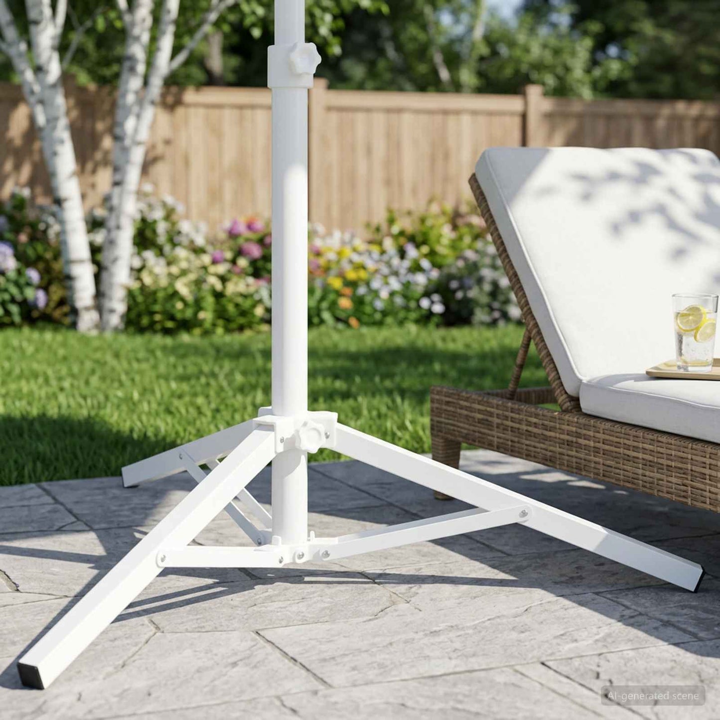 vidaXL Parasol Stand White Steel for 25-32 mm Pole