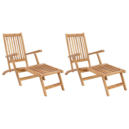 vidaXL Folding Deck Chair 2 pcs Natural Solid Teak Wood