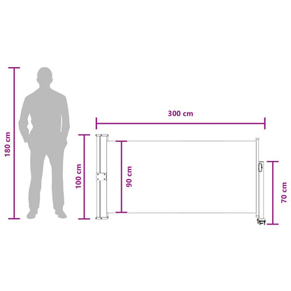 vidaXL Side Awning 100 x 300 cm 100% polyester iron steel Rectangular