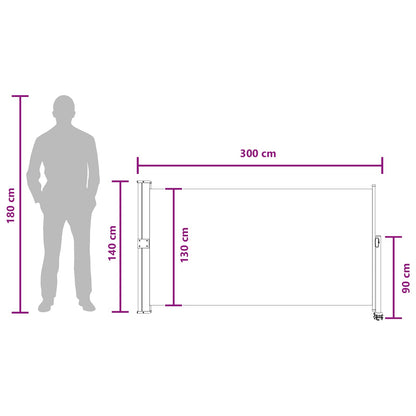 vidaXL Side Awning 140 x 300 cm 100% polyester iron steel Rectangular