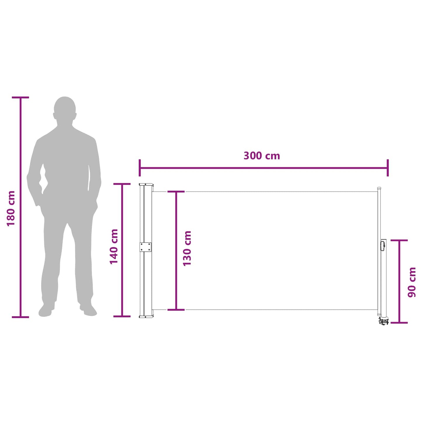vidaXL Side Awning 100% polyester iron steel