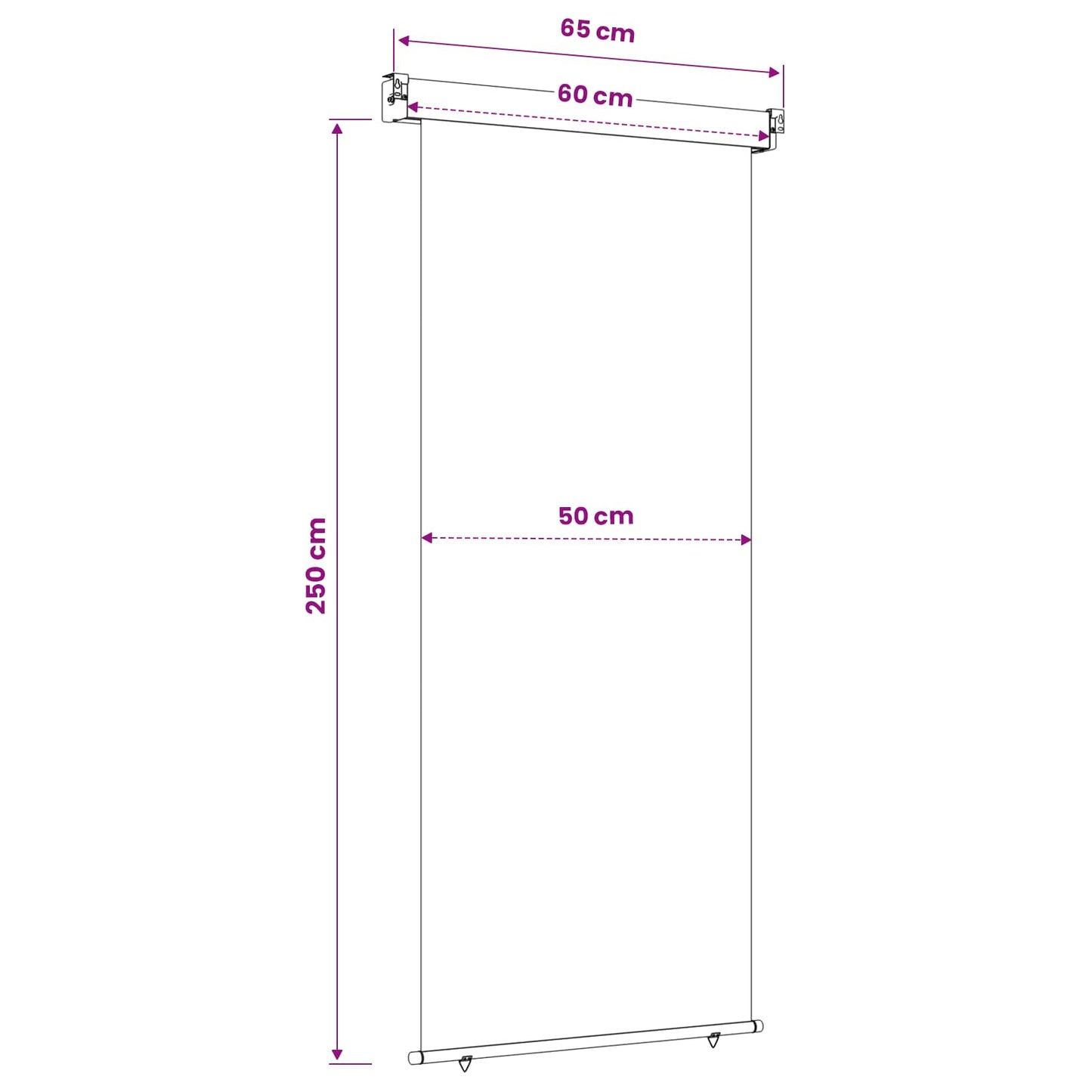 vidaXL Balcony Side Awning 60 x 250 cm 100% polyester iron steel