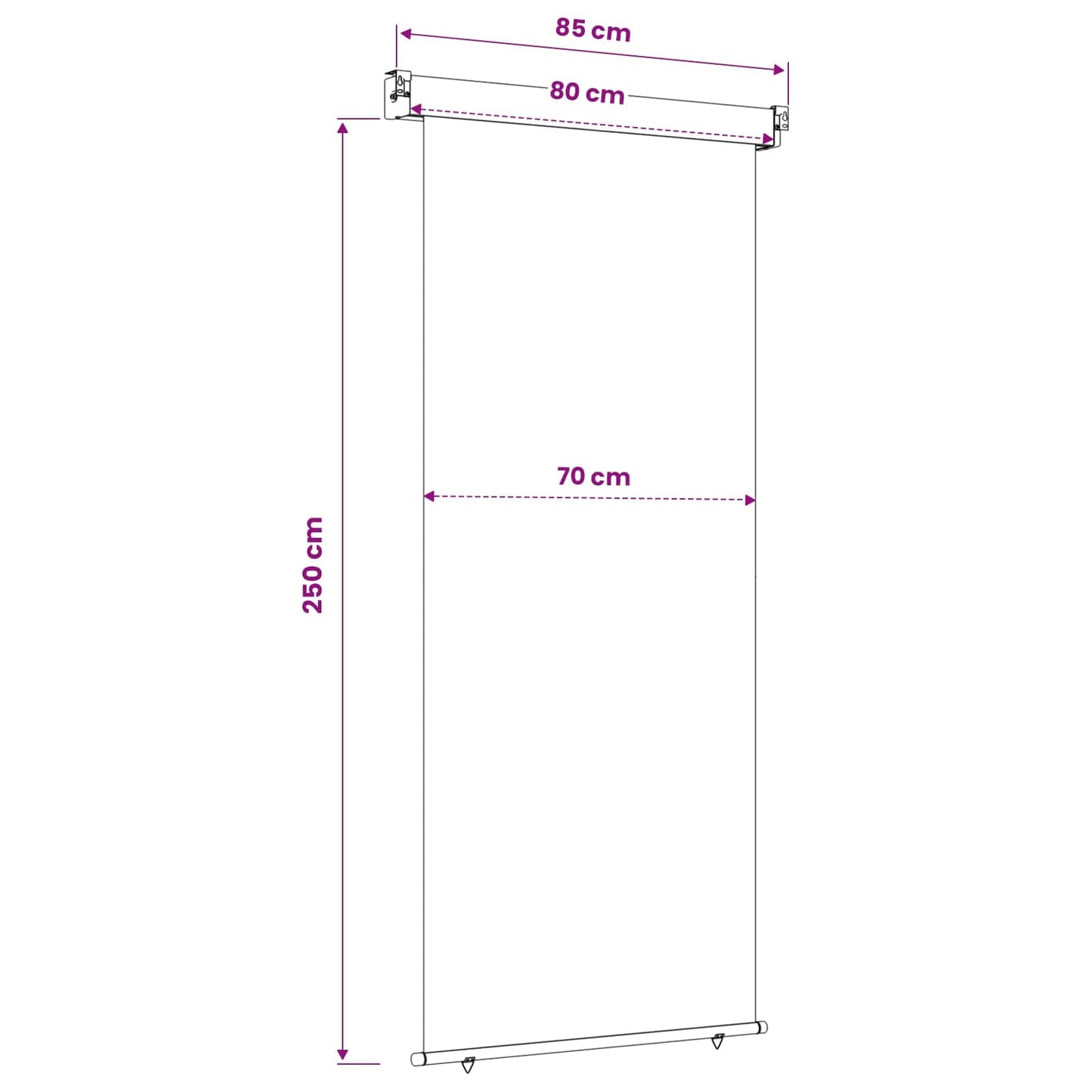 vidaXL Balcony Side Awning 80 x 250 cm 100% polyester iron steel