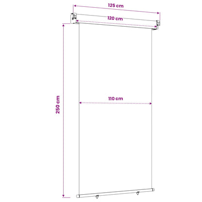 vidaXL Balcony Side Awning 117 x 250 cm 100% polyester iron steel