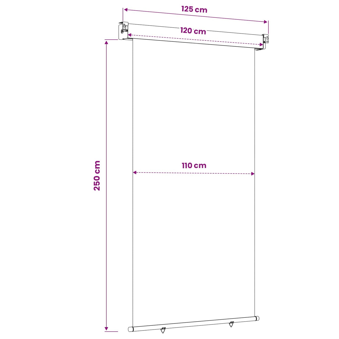 vidaXL Balcony Side Awning 117 x 250 cm 100% polyester iron steel