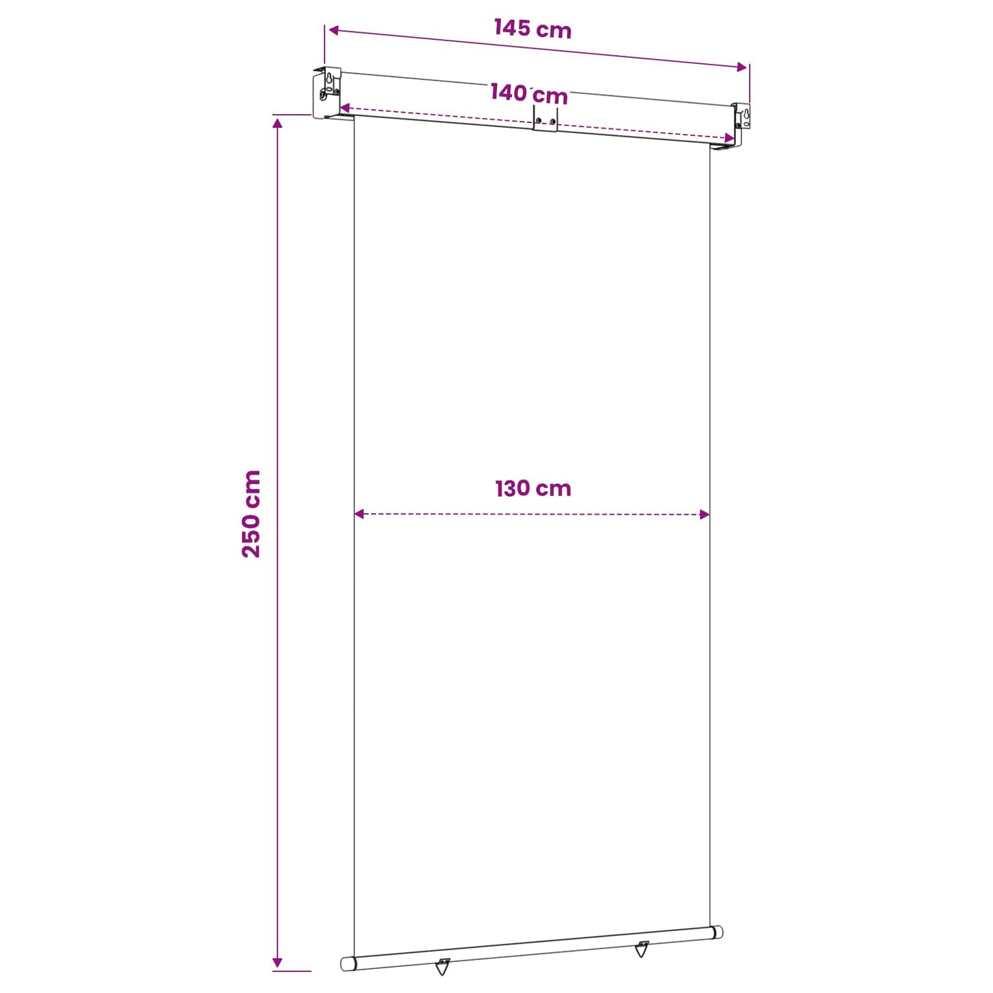 vidaXL Balcony Side Awning 140 x 250 cm 100% polyester iron steel