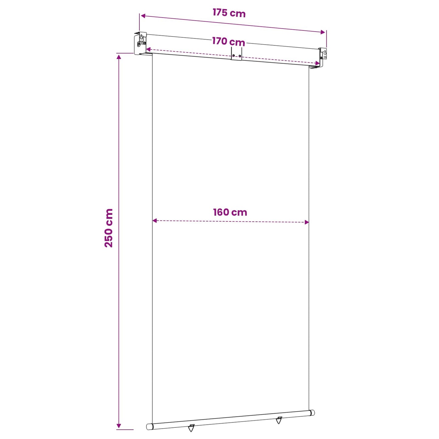 vidaXL Balcony Side Awning 170 x 250 cm 100% polyester iron steel