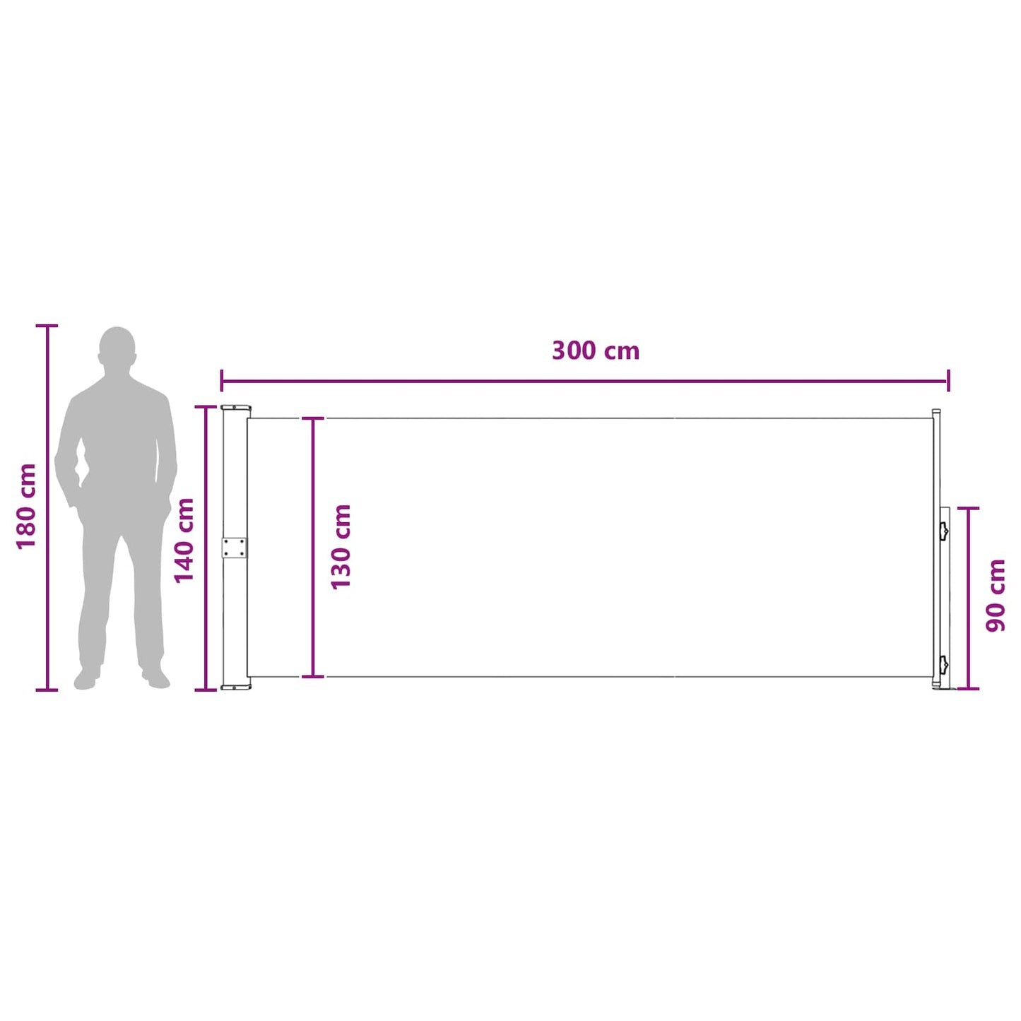 vidaXL Retractable Side Awning 100% polyester iron steel