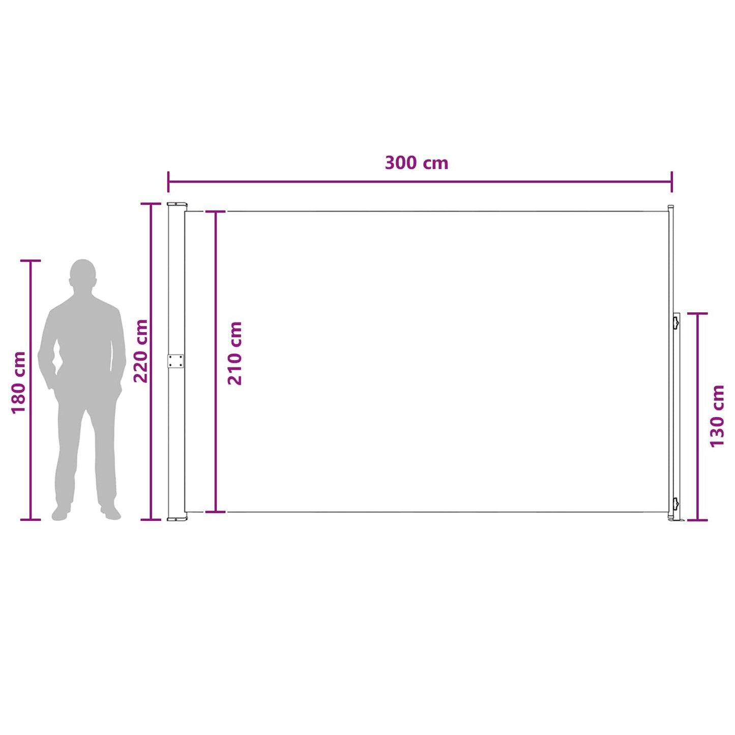 vidaXL Retractable Side Awning Beige 300 x 220 cm Polyester