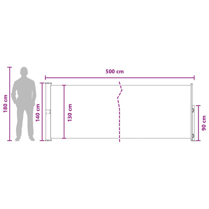 vidaXL Retractable Side Awning Beige 500 x 140 cm Polyester