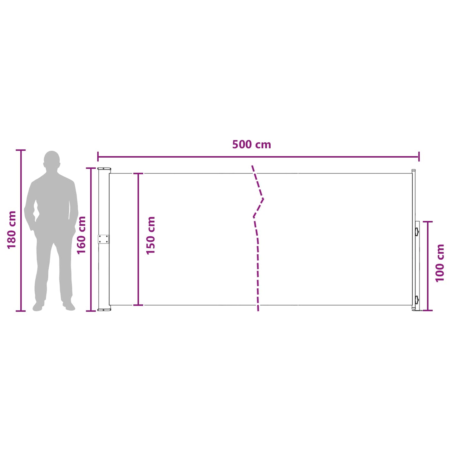 vidaXL Retractable Side Awning Taupe 500 x 160 cm Polyester