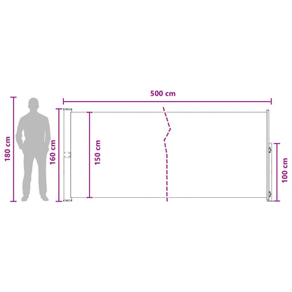 vidaXL Retractable Side Awning Taupe 500 x 160 cm Polyester