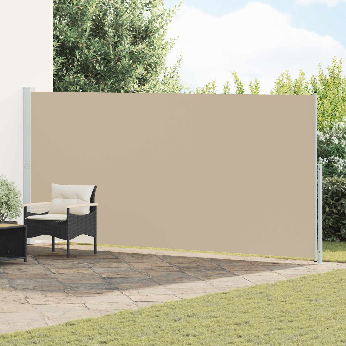 vidaXL Retractable Side Awning 100% polyester iron steel