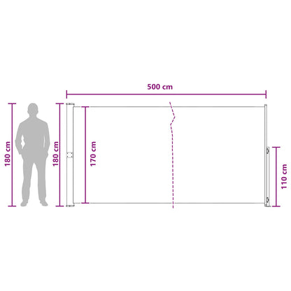 vidaXL Retractable Side Awning 100% polyester iron steel