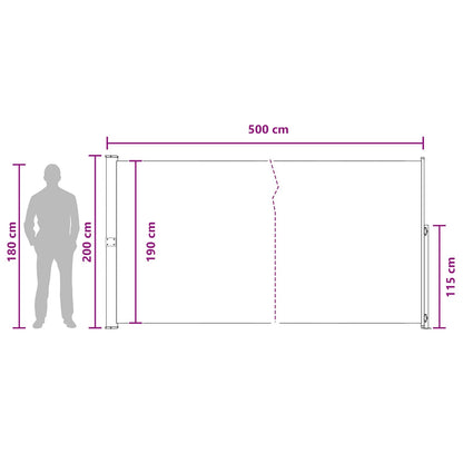 vidaXL Retractable Side Awning 100% polyester iron steel
