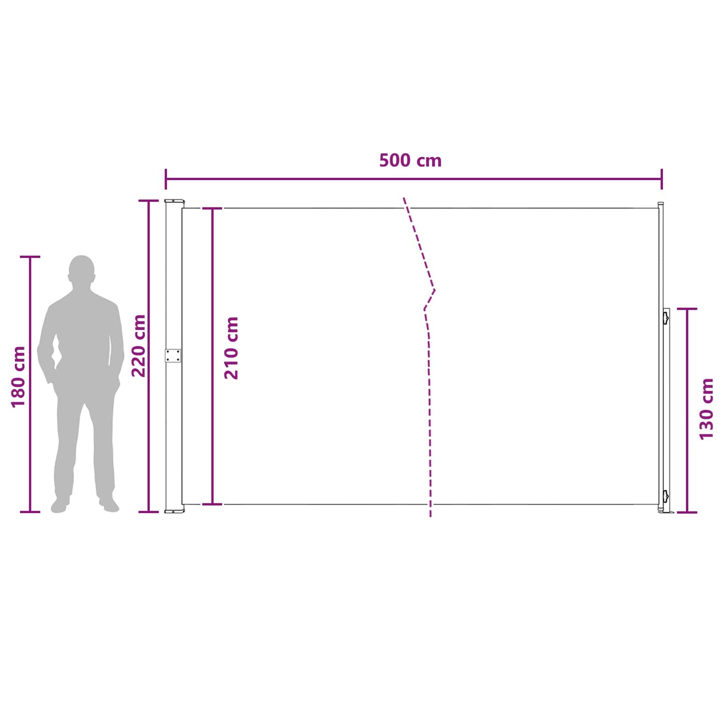 vidaXL Retractable Side Awning 100% polyester iron steel