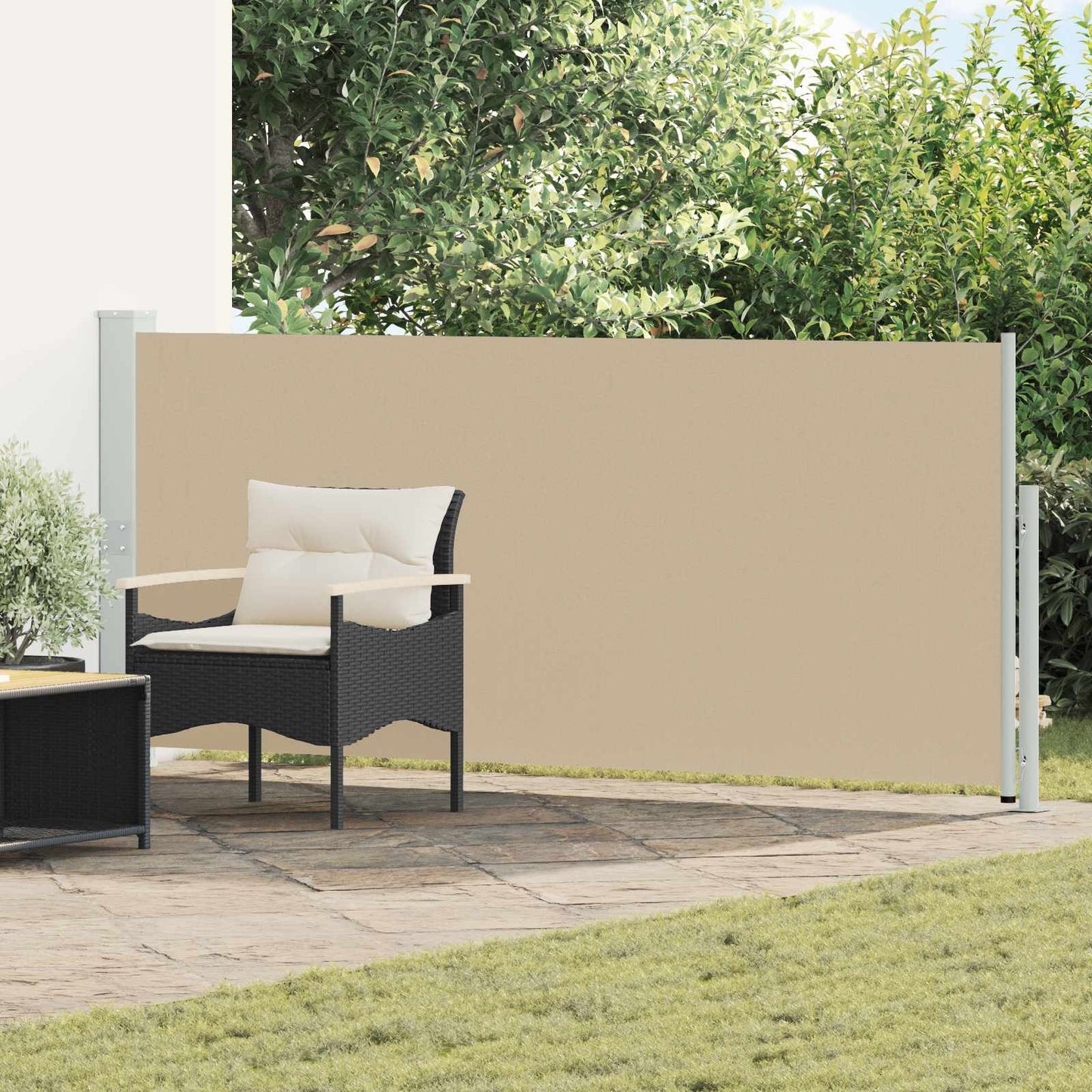 vidaXL Retractable Side Awning Beige 600 x 117 cm Polyester