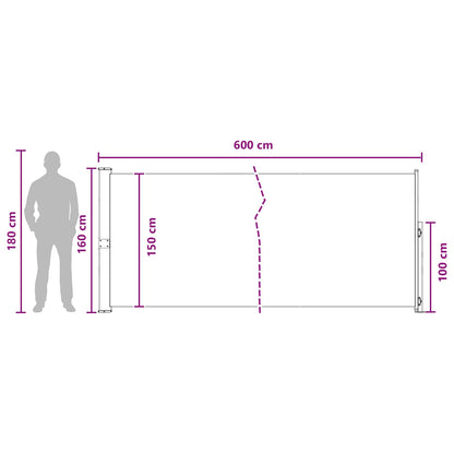 vidaXL Retractable Side Awning Taupe 600 x 160 cm Polyester