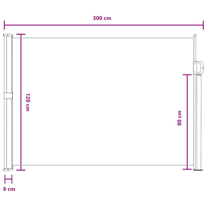 vidaXL Retractable Side Awning 117 x 300 cm Polyester Rectangular Grey
