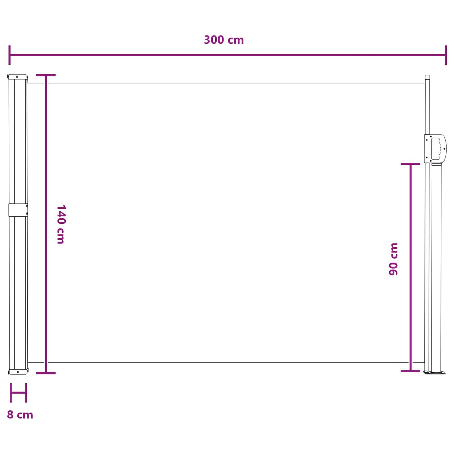 vidaXL Retractable Side Awning Sand 300 x 140 cm Polyester