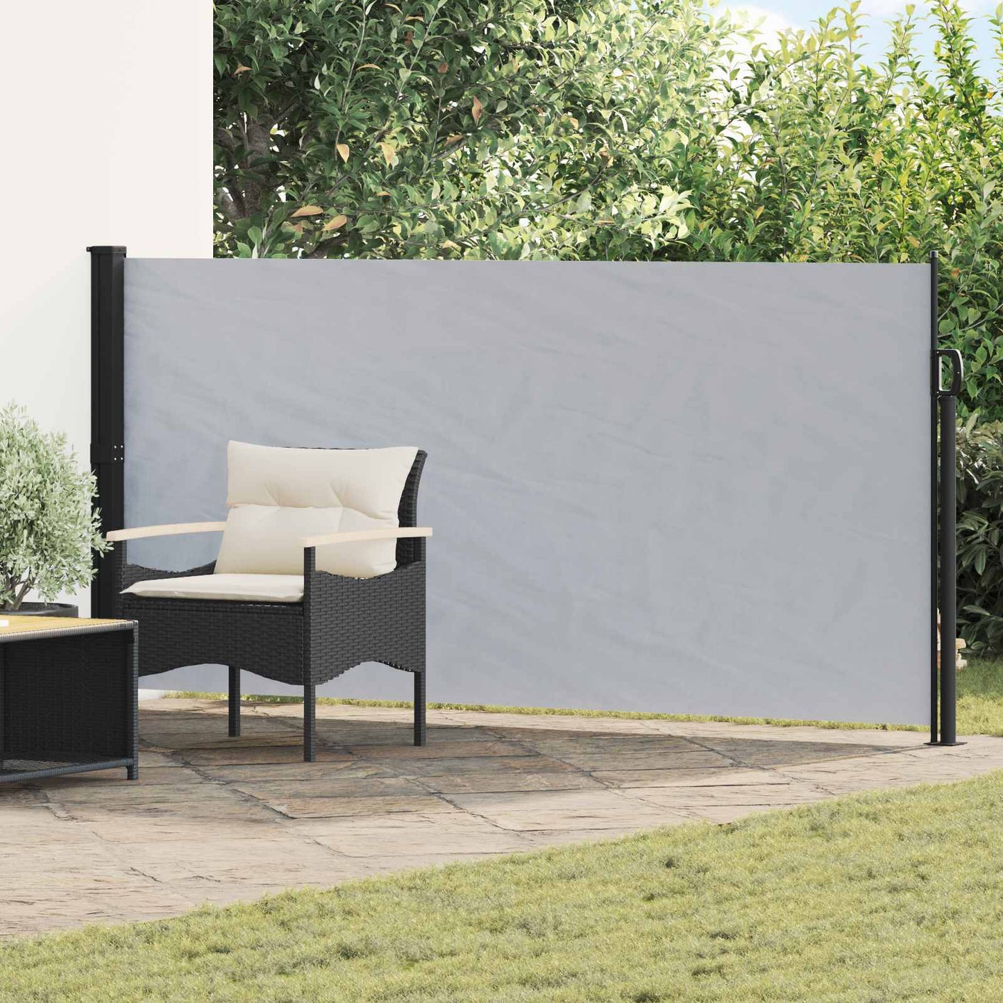 vidaXL Retractable Side Awning Grey 300 x 160 cm Polyester