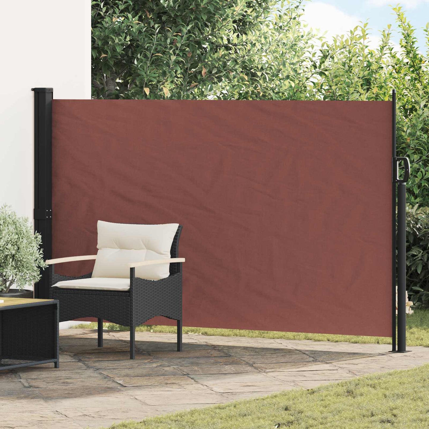vidaXL Retractable Side Awning Brown 300 x 170 cm Polyester