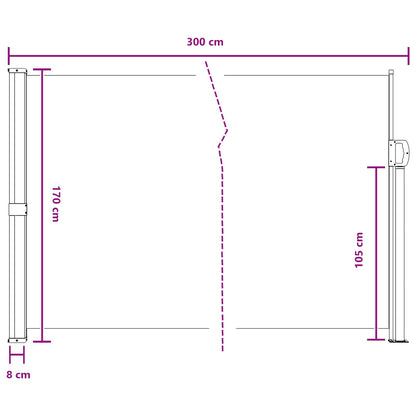 vidaXL Retractable Side Awning Brown 300 x 170 cm Polyester