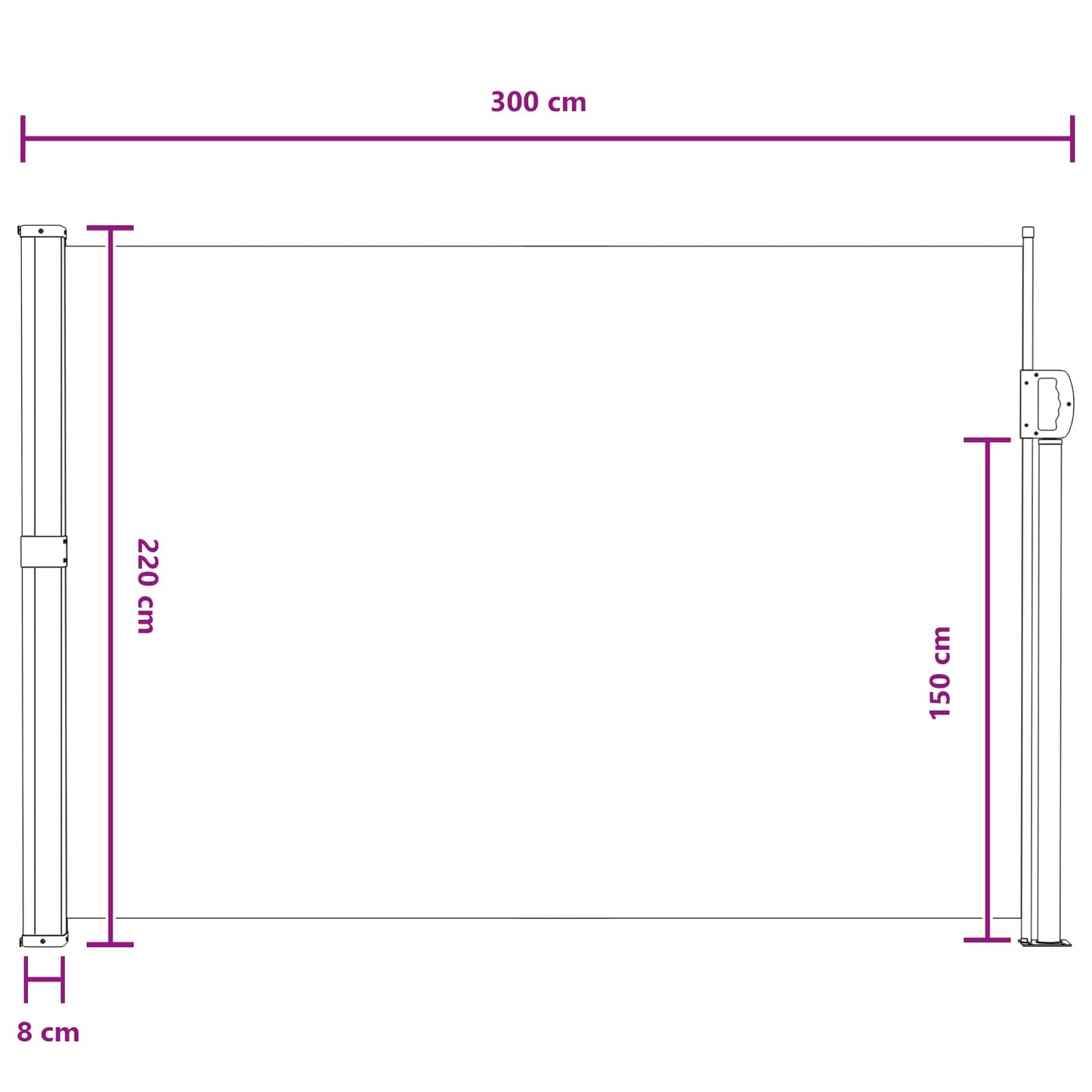 vidaXL Retractable Side Awning Sand 300 x 220 cm Polyester