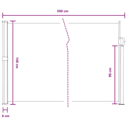 vidaXL Retractable Side Awning Sand 500 x 140 cm Polyester