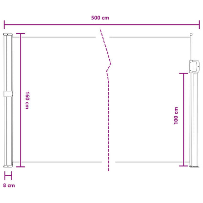 vidaXL Retractable Side Awning Grey 500 x 160 cm Polyester