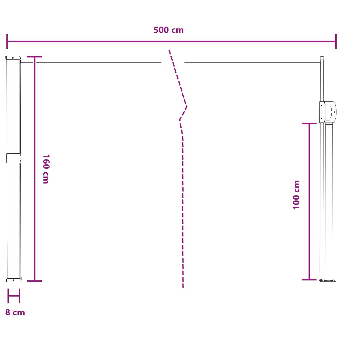 vidaXL Retractable Side Awning Sand 500 x 160 cm Polyester