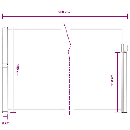 vidaXL Retractable Side Awning Sand 500 x 180 cm Polyester