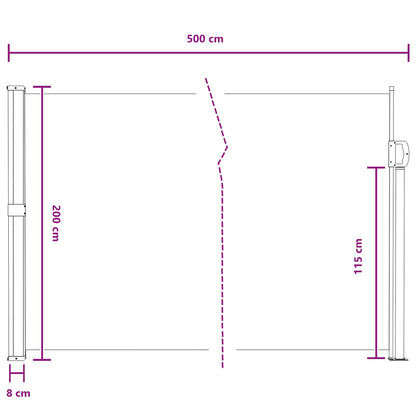 vidaXL Retractable Side Awning Grey 500 x 200 cm Polyester