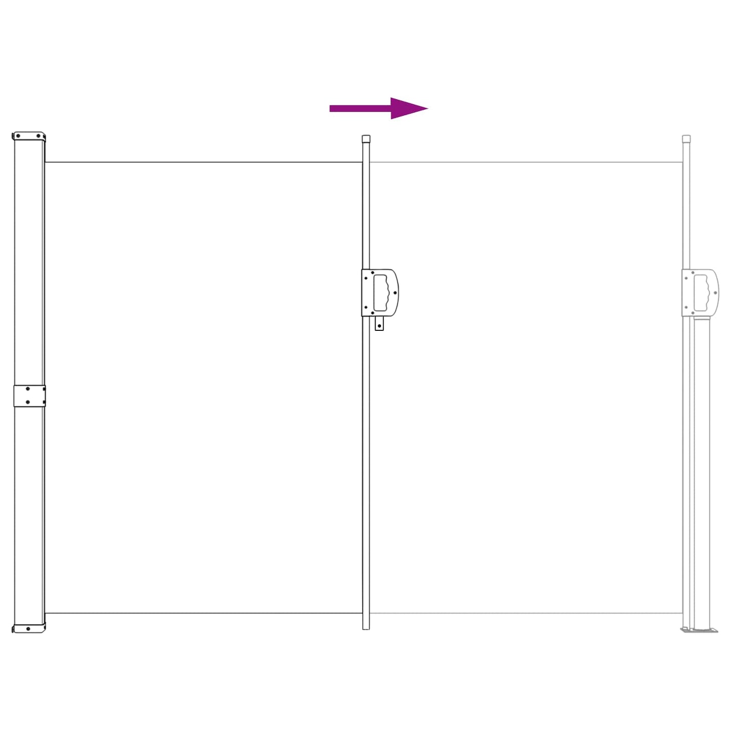 vidaXL Retractable Side Awning 100% polyester iron steel