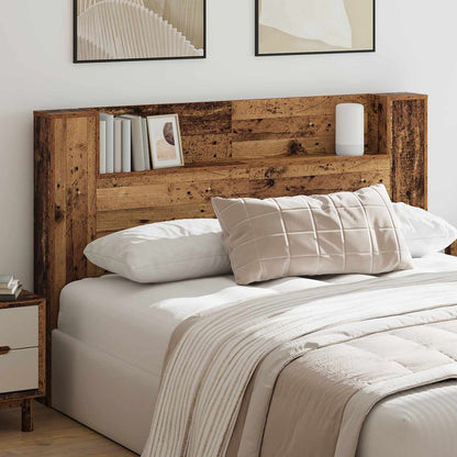 vidaXL Storage Headboard with LED Old Wood 160 cm Engineered Wood
