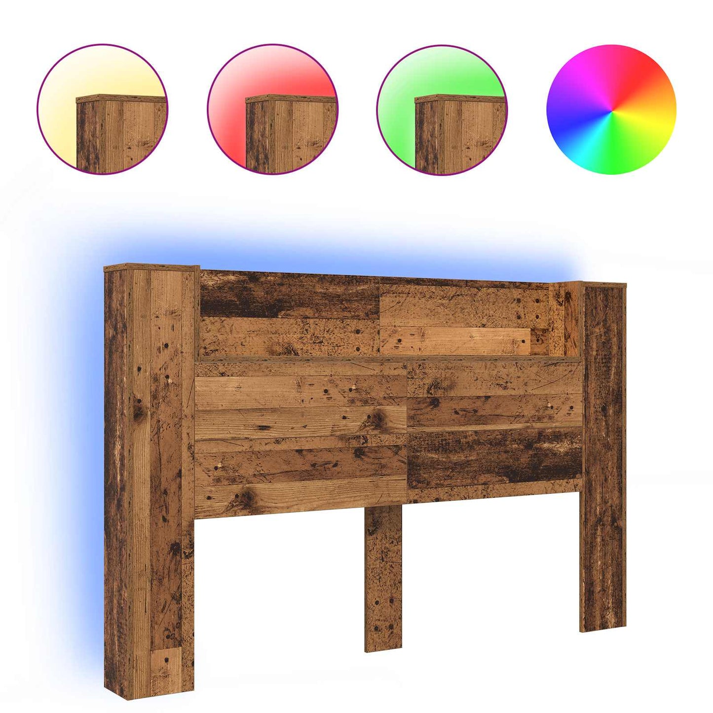 vidaXL Storage Headboard with LED Old Wood 160 cm Engineered Wood