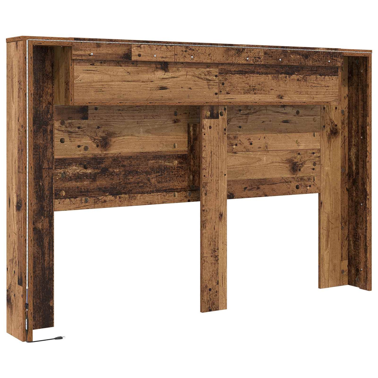 vidaXL Storage Headboard with LED Old Wood 160 cm Engineered Wood