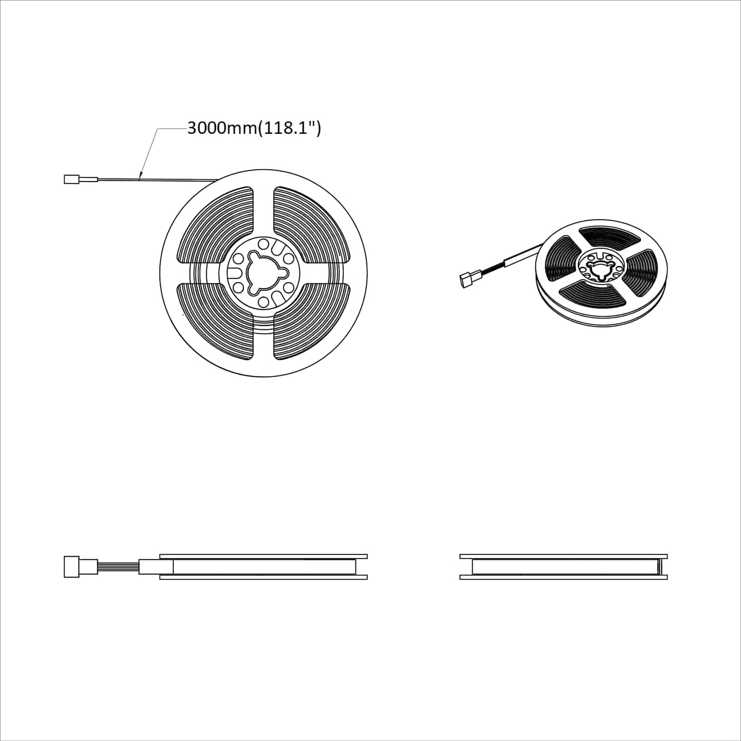 vidaXL LED Strip 12 pcs Black and Transparent 3000 mm