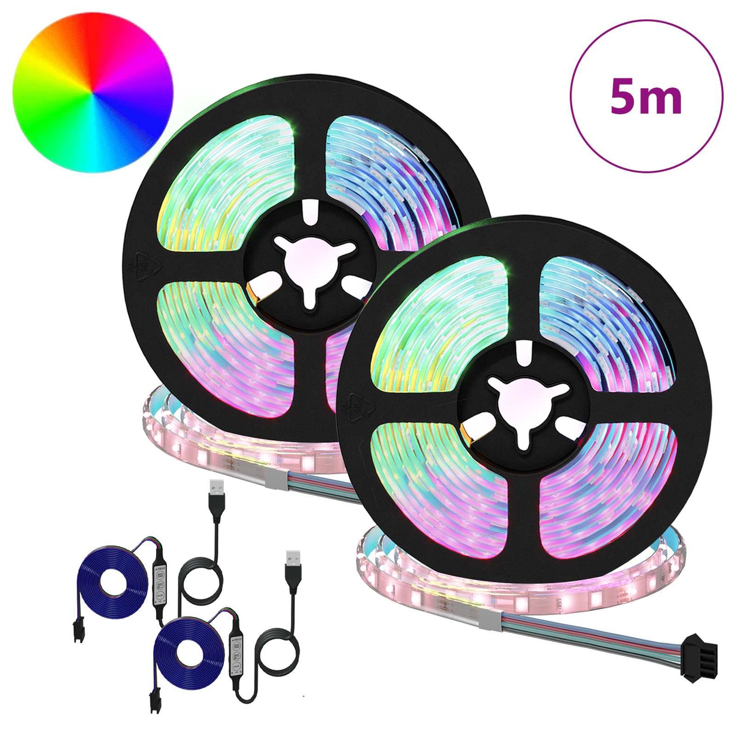 vidaXL LED Strip 2 pcs Black and Transparent 2500 mm